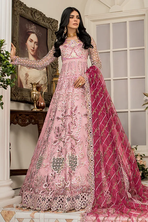 Latest Long Dress Pakistani in Soft Pink Shade #PF402