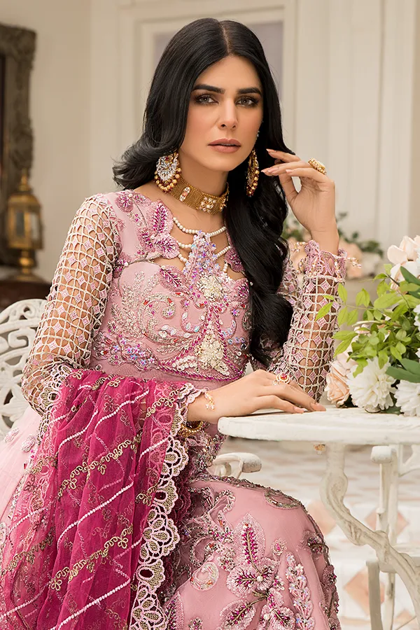 Latest Long Dress Pakistani in Soft Pink Shade #PF402