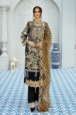 Latest Pakistani Black Long Dress From 2020 Collection # CA109
