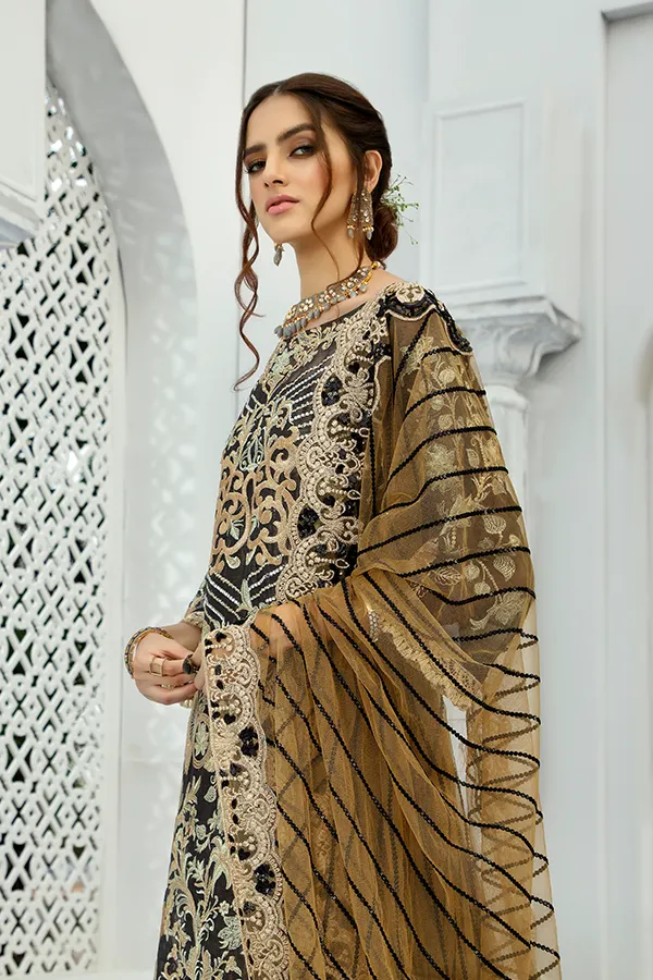 Latest Pakistani Black Long Dress From 2020 Collection # CA109