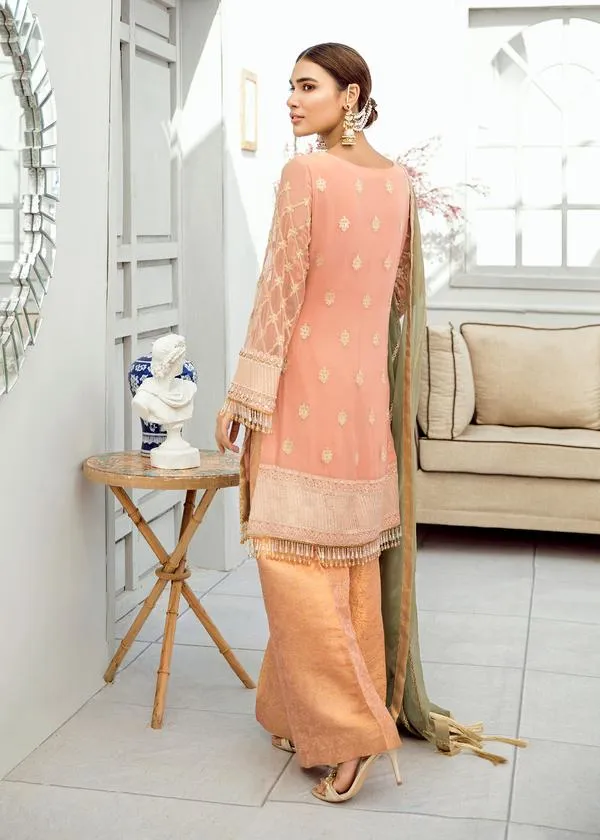 Latest Peach Chiffon Dress From 2020 Latest Collection # CA132