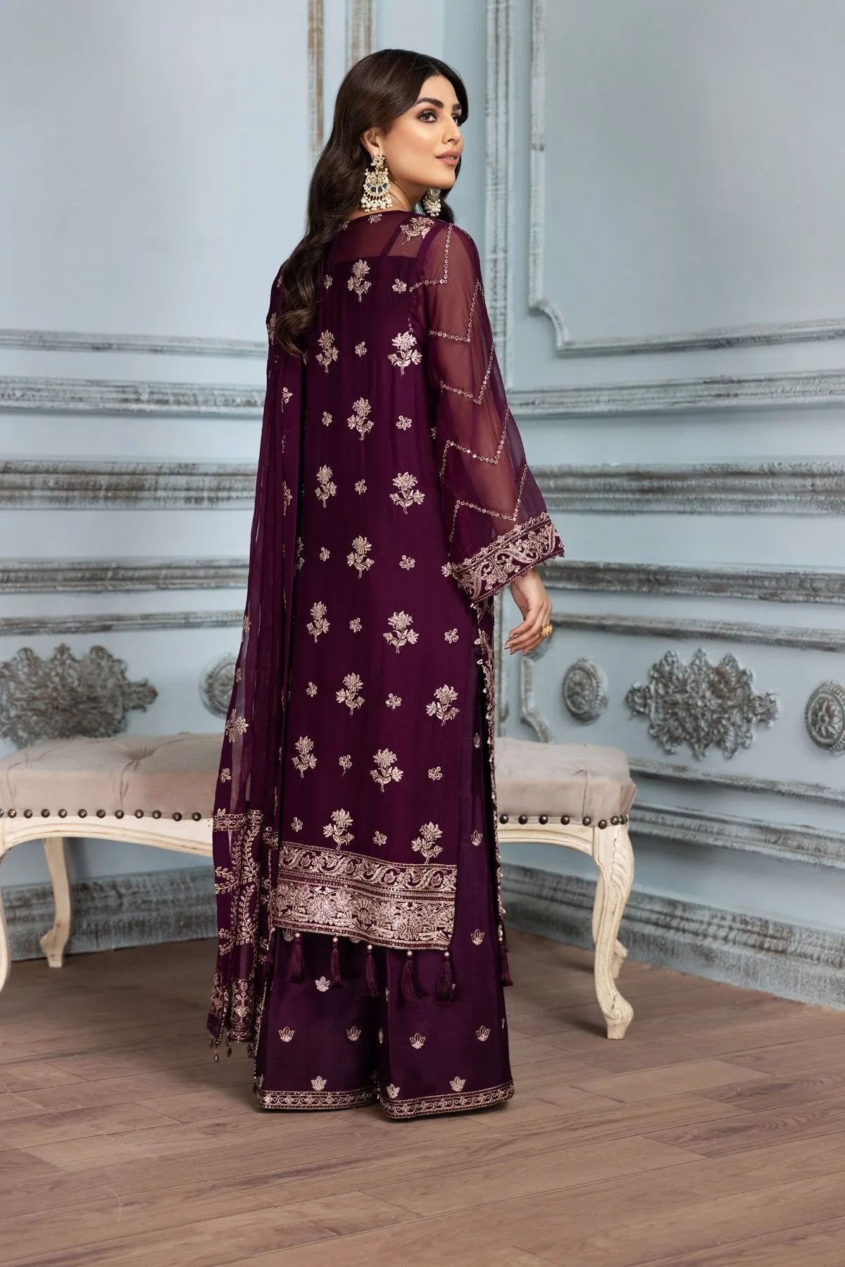Latest Salwar Kameez Pakistani in Purple Shade #PF289