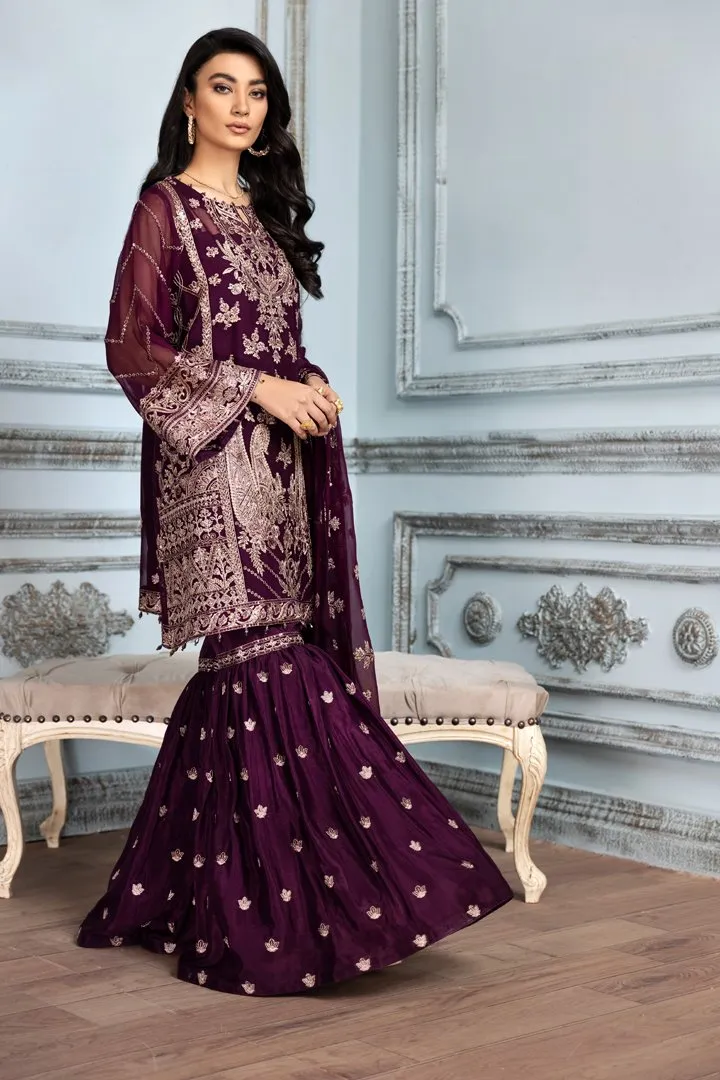 Latest Salwar Kameez Pakistani in Purple Shade #PF289