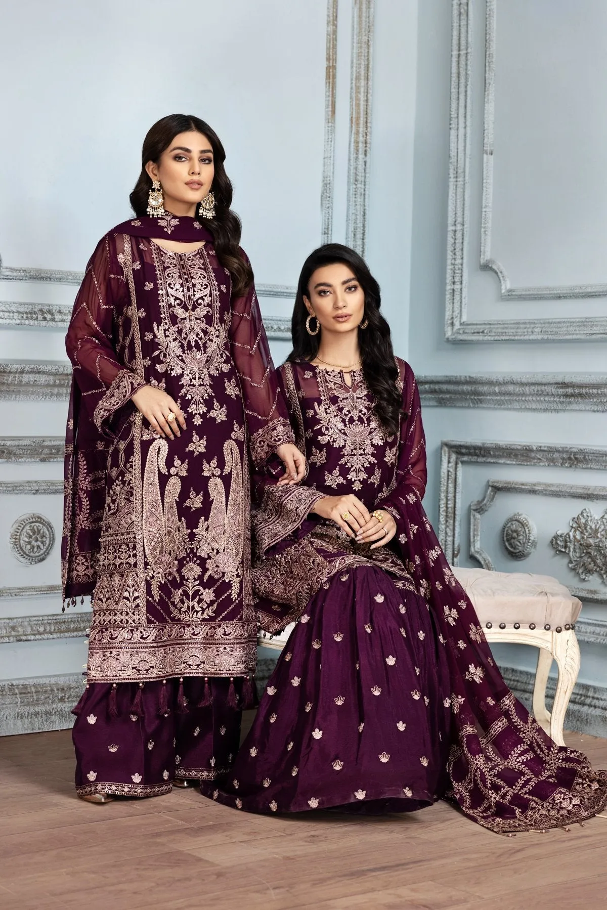 Latest Salwar Kameez Pakistani in Purple Shade #PF289