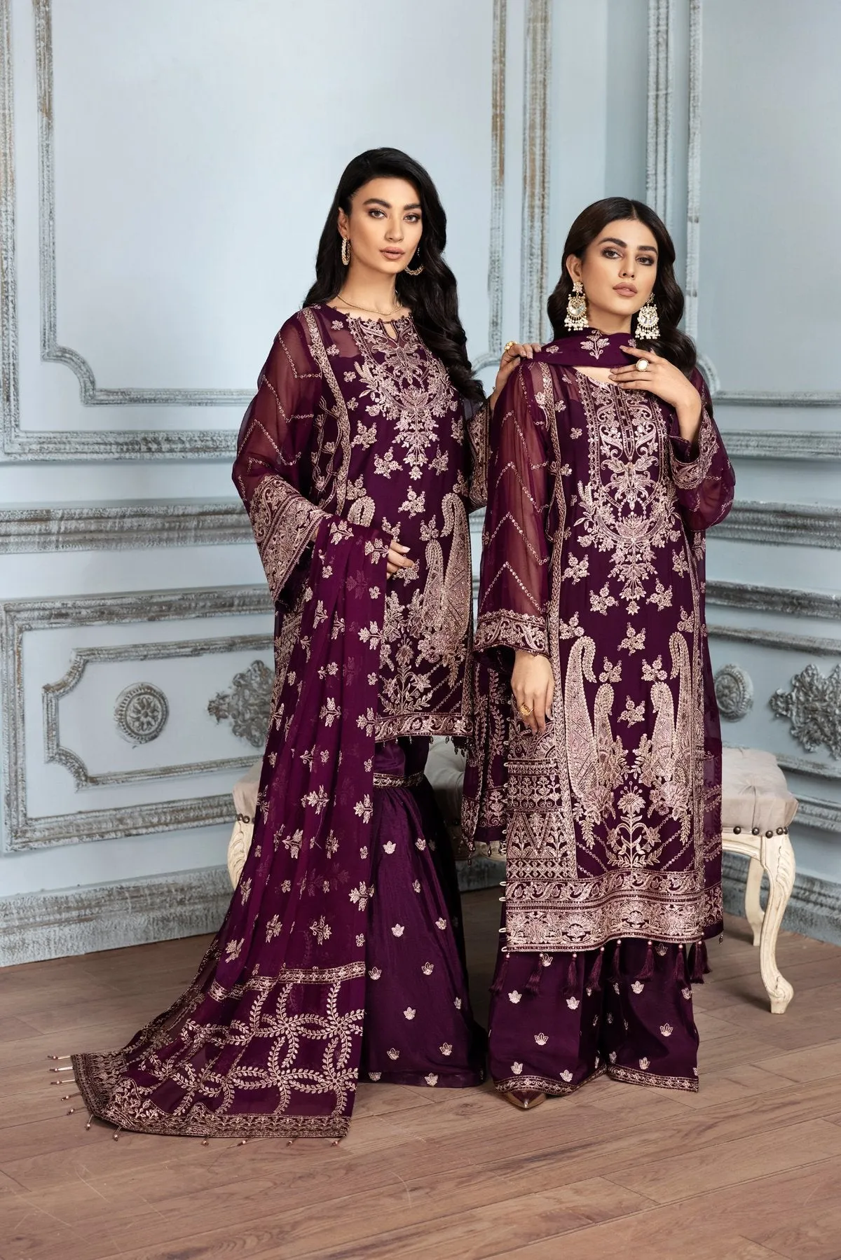 Latest Salwar Kameez Pakistani in Purple Shade #PF289