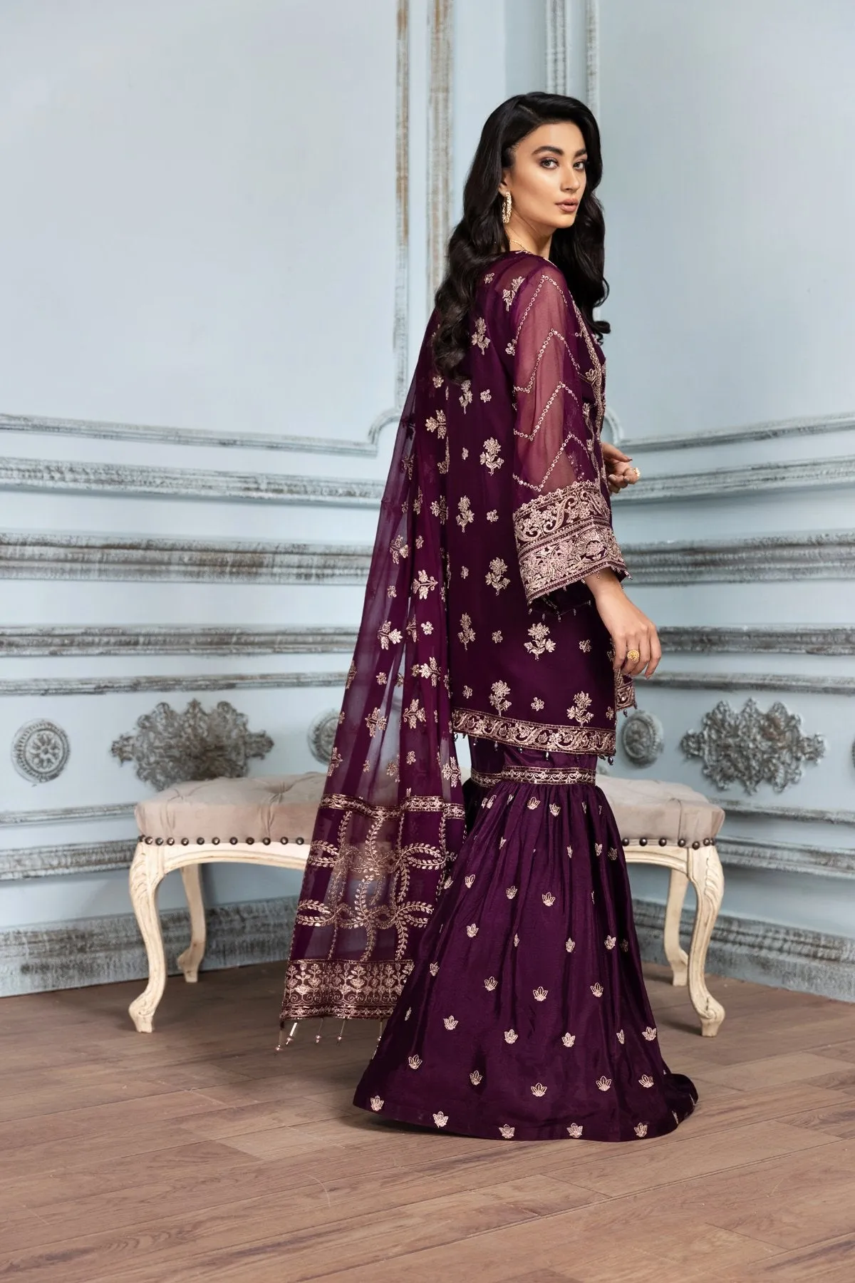 Latest Salwar Kameez Pakistani in Purple Shade #PF289