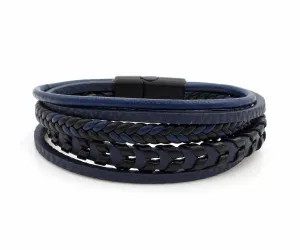 Layered Braided Navy Leather Bracelet