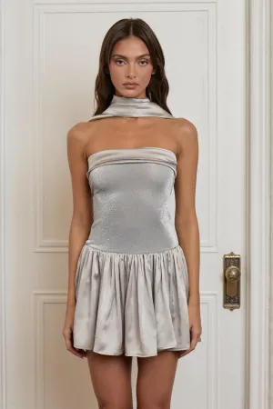 LEA DRESS- SILVER SILK