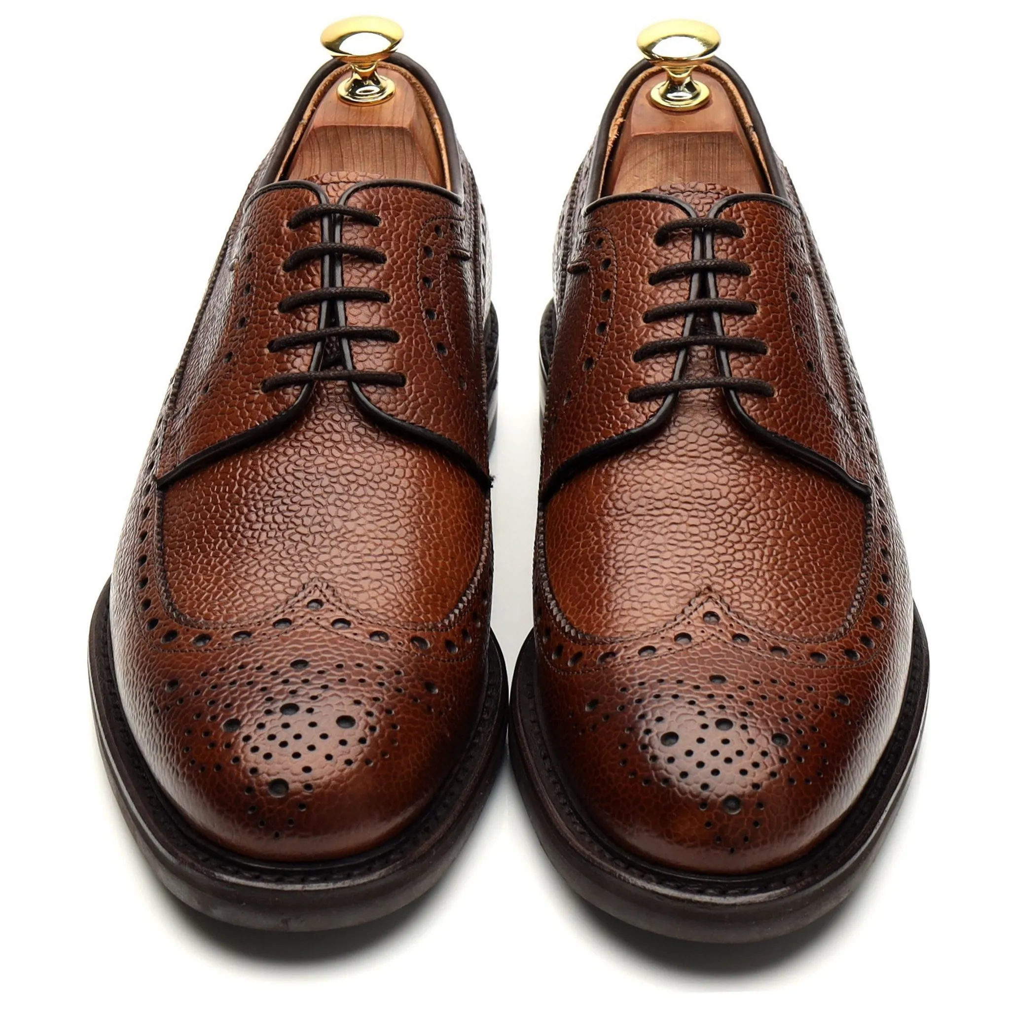'Leconfield' Tan Grain Leather Derby Brogues UK 8 F