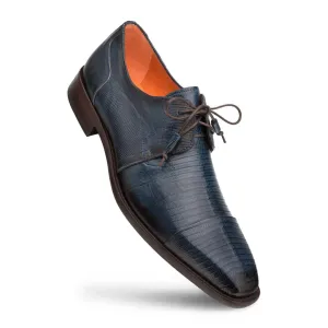 Lizard Skin Tassel Derby in Blue for men By Mezlan Made In Spain Brand