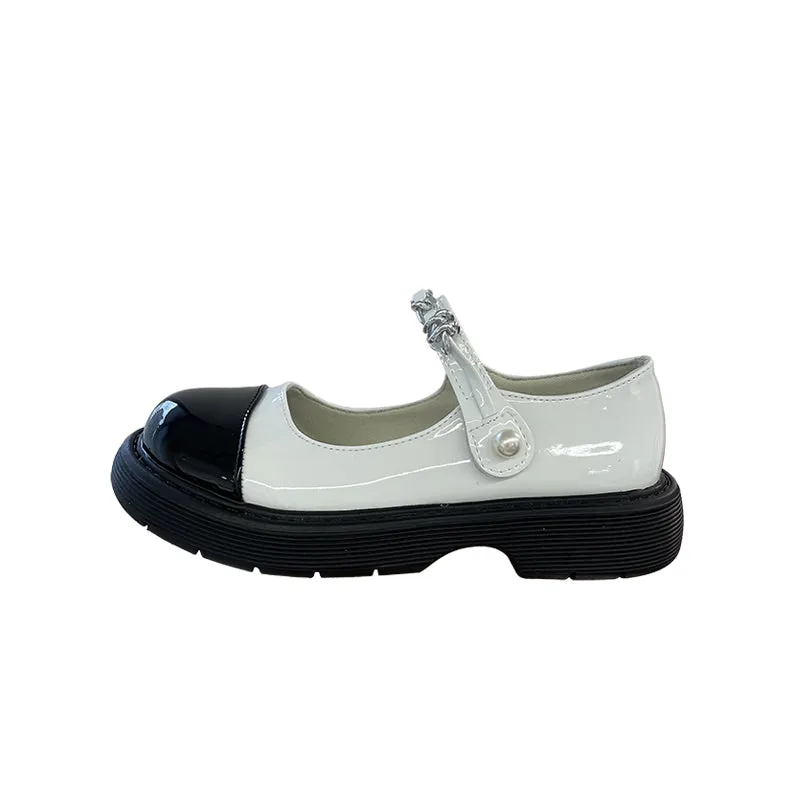 LOLITA BLACK WHITE CUTE LEATHER SHOES UB2754