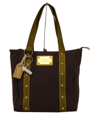 LOUIS VUITTON Dark Khaki Canvas Antigua Cabas MM Tote