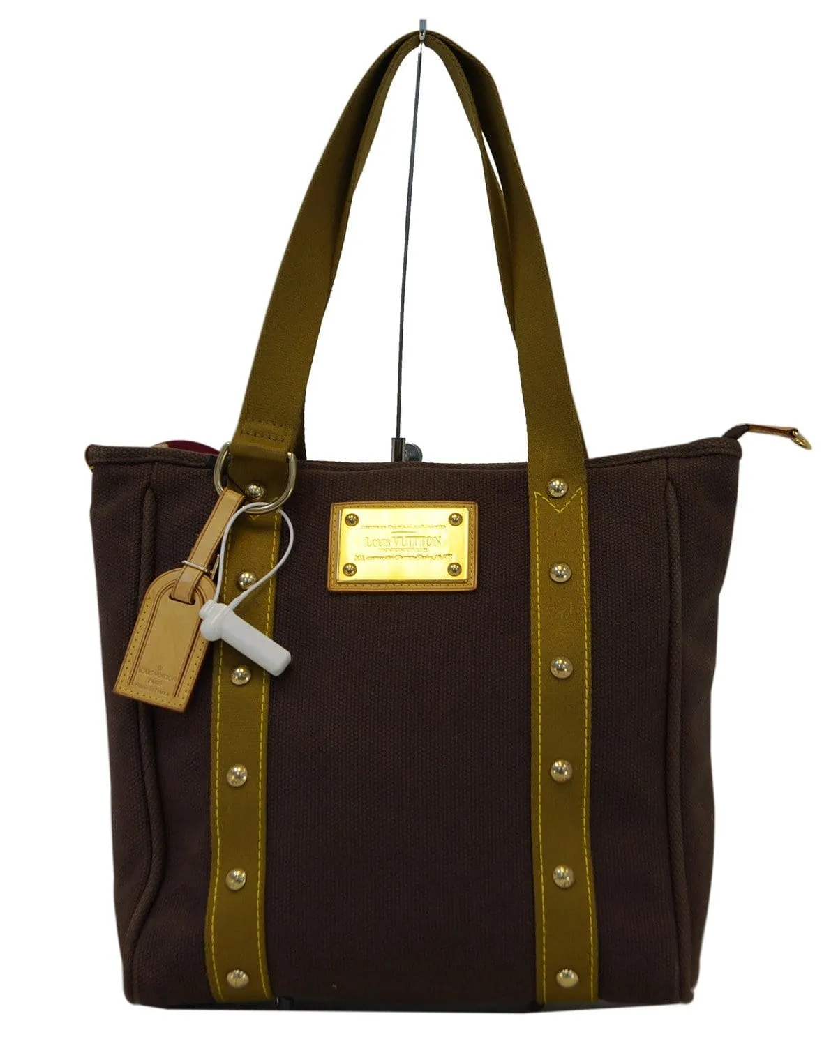 LOUIS VUITTON Dark Khaki Canvas Antigua Cabas MM Tote