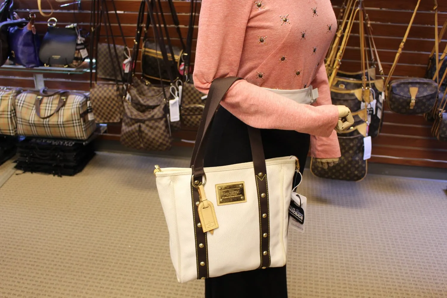 LOUIS VUITTON Limited Edition Cream Canvas Antigua Cabas MM Bag - Final Call