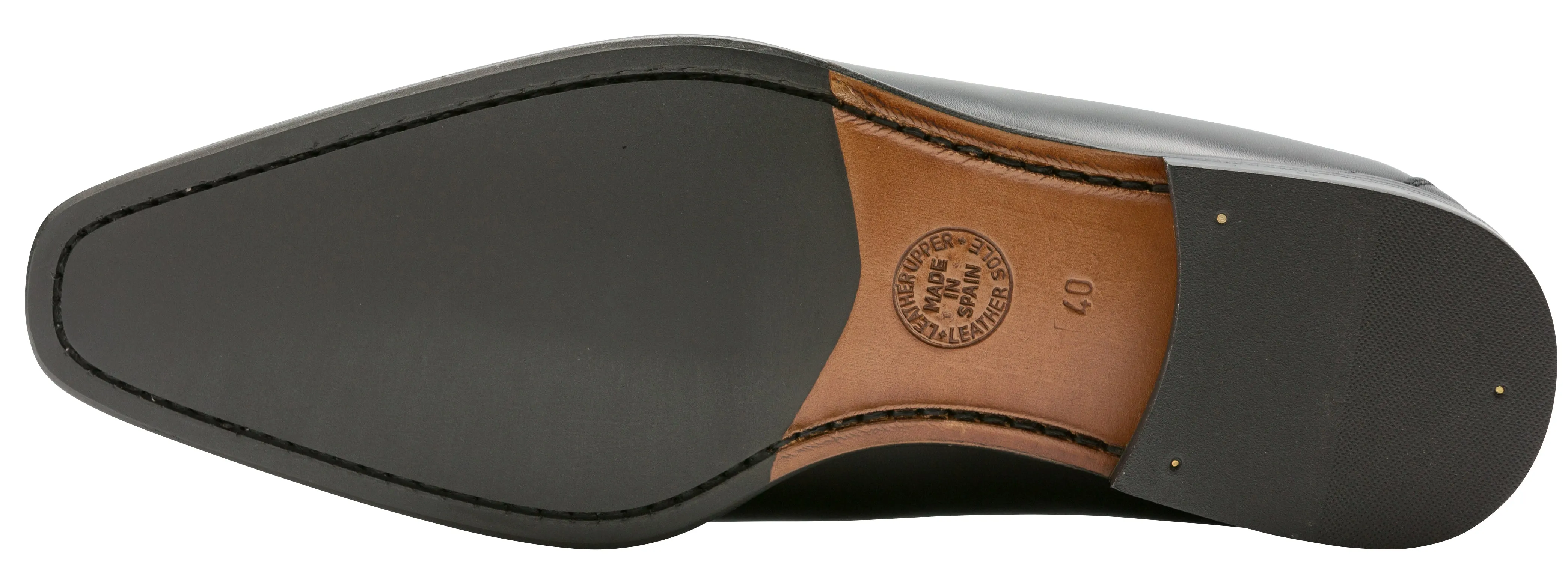 Luciana Men's Black Leather Plain Toe Dress Shoe 7195