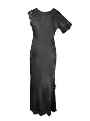 Luna Long Bias Dress - Black / DTM Lace
