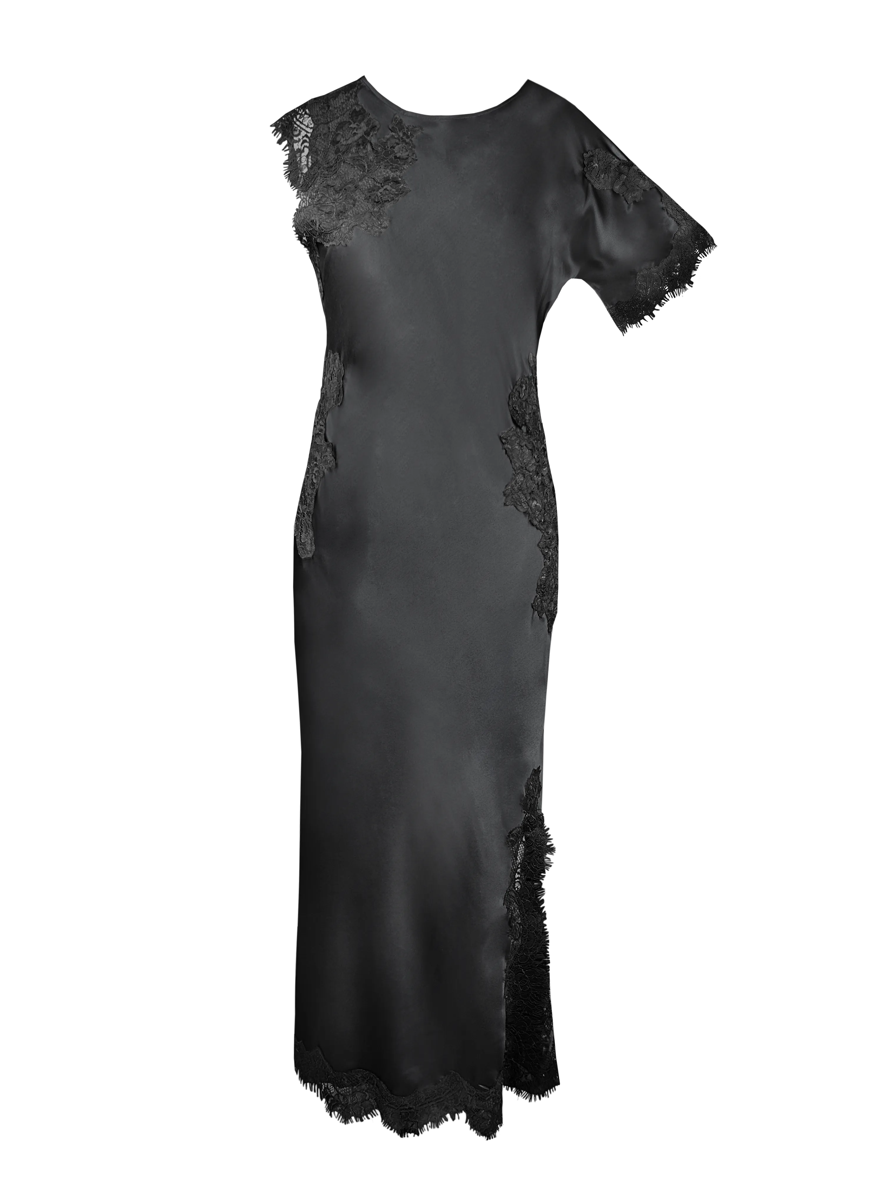 Luna Long Bias Dress - Black / DTM Lace