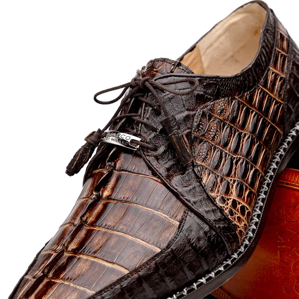 Marco Di Milano Caribe Orix Brown Caiman Crocodile Derby Shoes