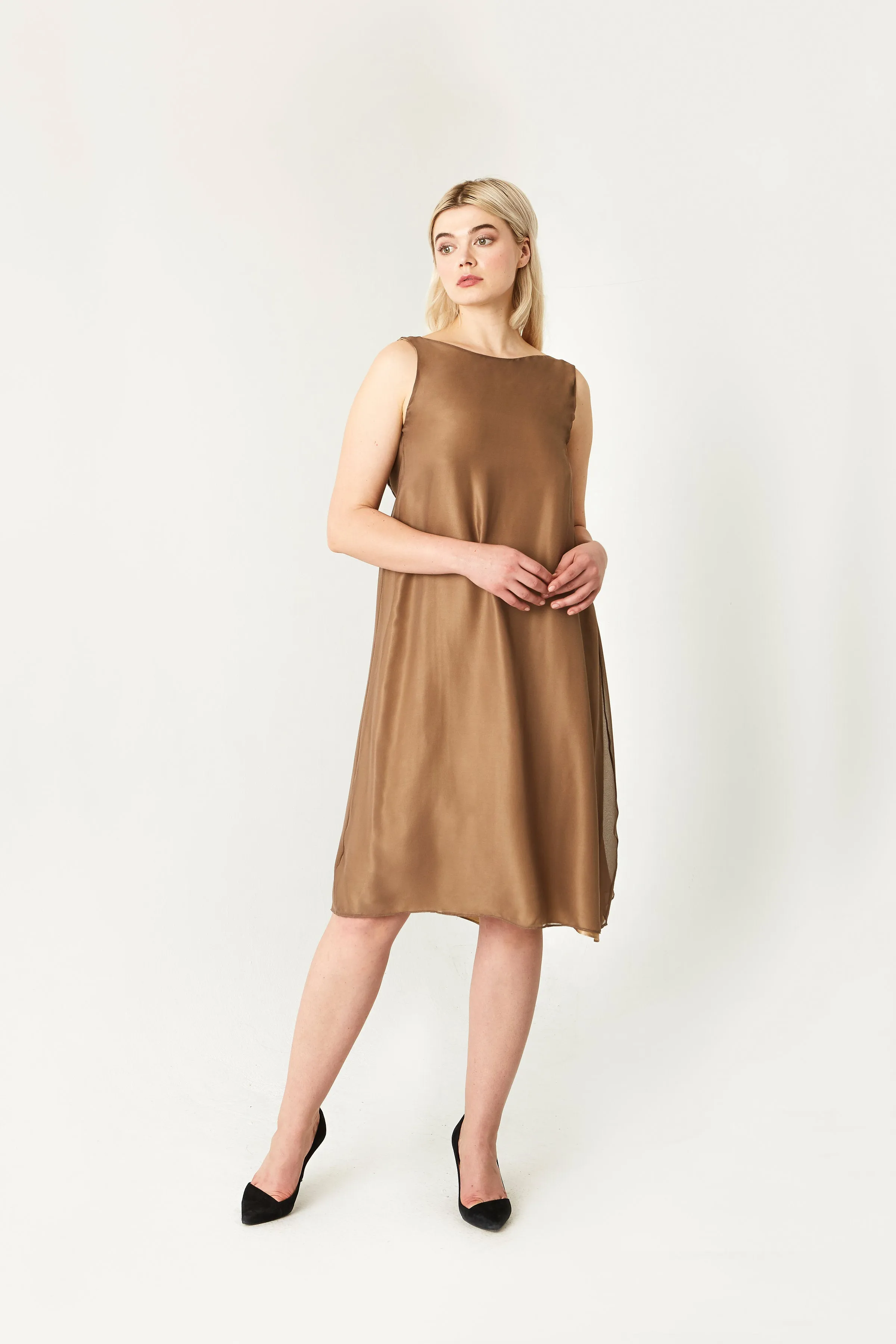 Mariana Rosette Silk Charmeuse Dress