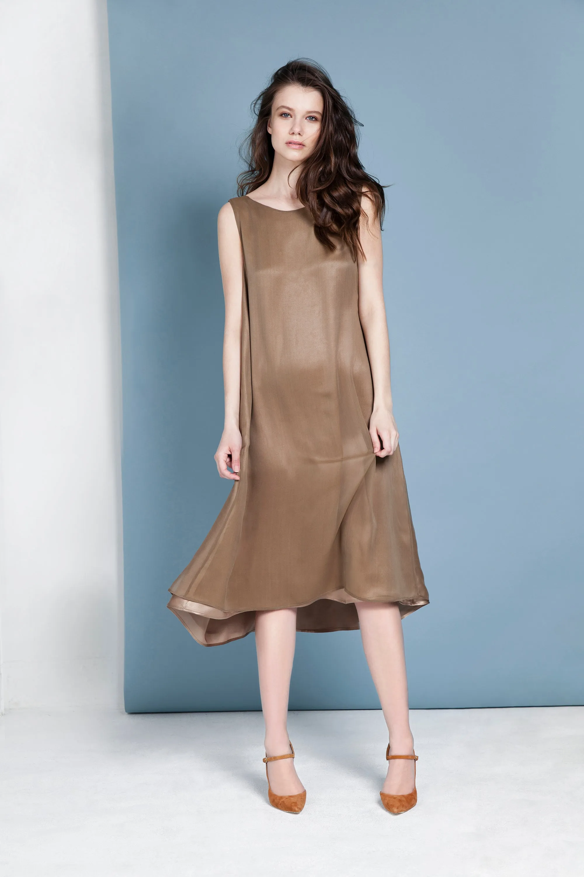 Mariana Rosette Silk Charmeuse Dress