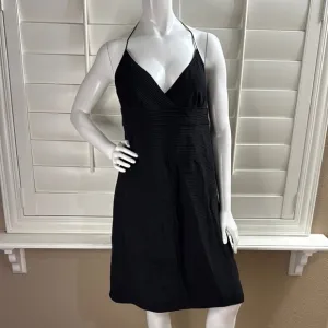 Max Studio Special Edition 100% Silk Pleated Halter Dress Black