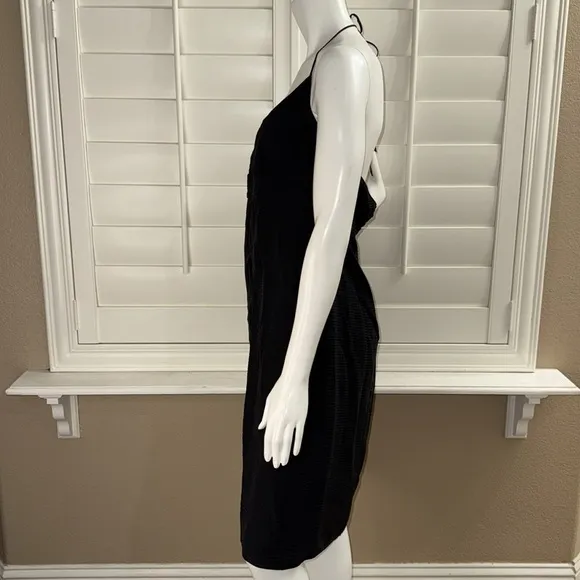 Max Studio Special Edition 100% Silk Pleated Halter Dress Black