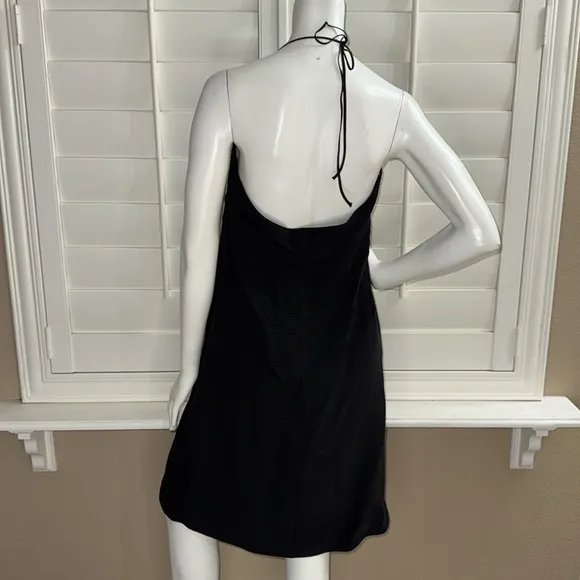 Max Studio Special Edition 100% Silk Pleated Halter Dress Black