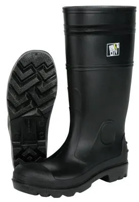 MCR Safety Plain Toe Boots, Size 9, 16 in H, PVC, Black, PBP1209