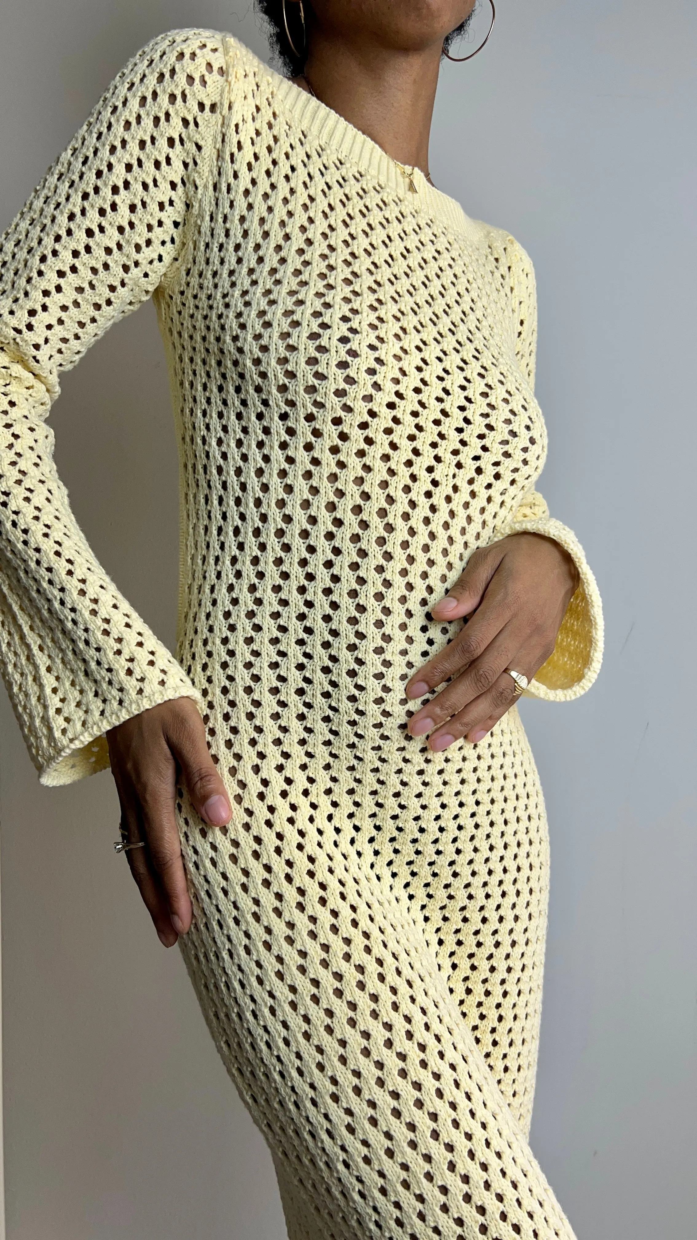 Mellow Open Back Crochet Maxi Dress
