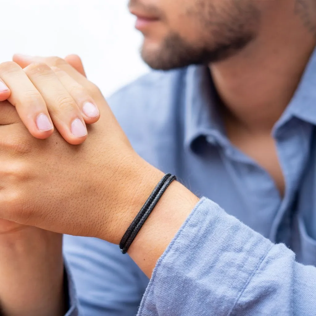 Men's Black Cord Bracelet