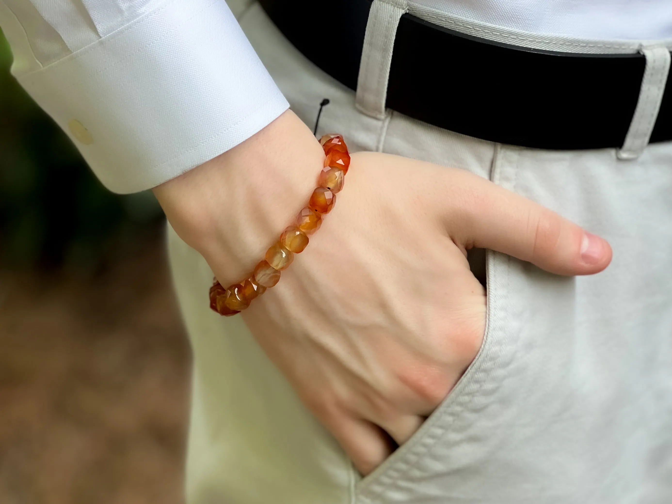 Men's Carnelian Adjustable Bracelet