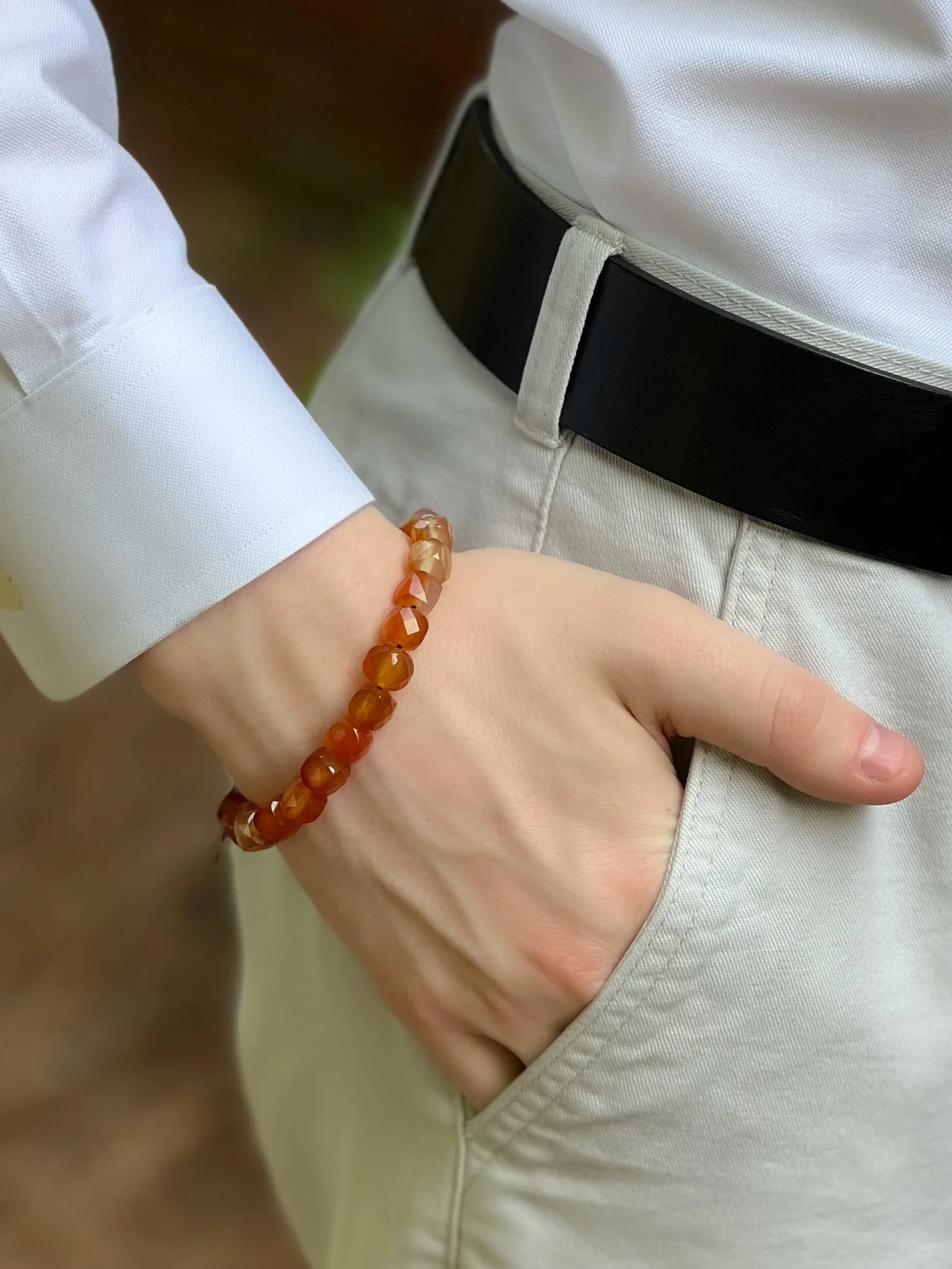 Men's Carnelian Adjustable Bracelet