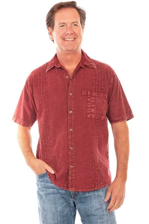Men's Farthest Point Collection Shirt: Short Sleeve Traveler Burgundy