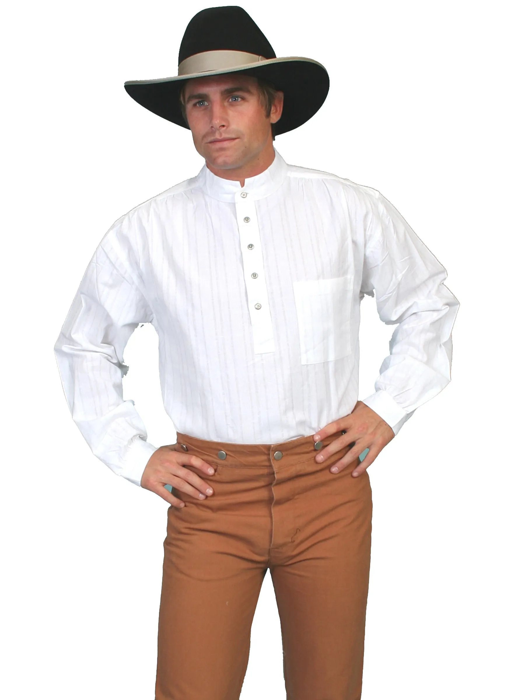 Men's Western Shirt Collection: Scully Rangewear Pullover Tombstone Collar
