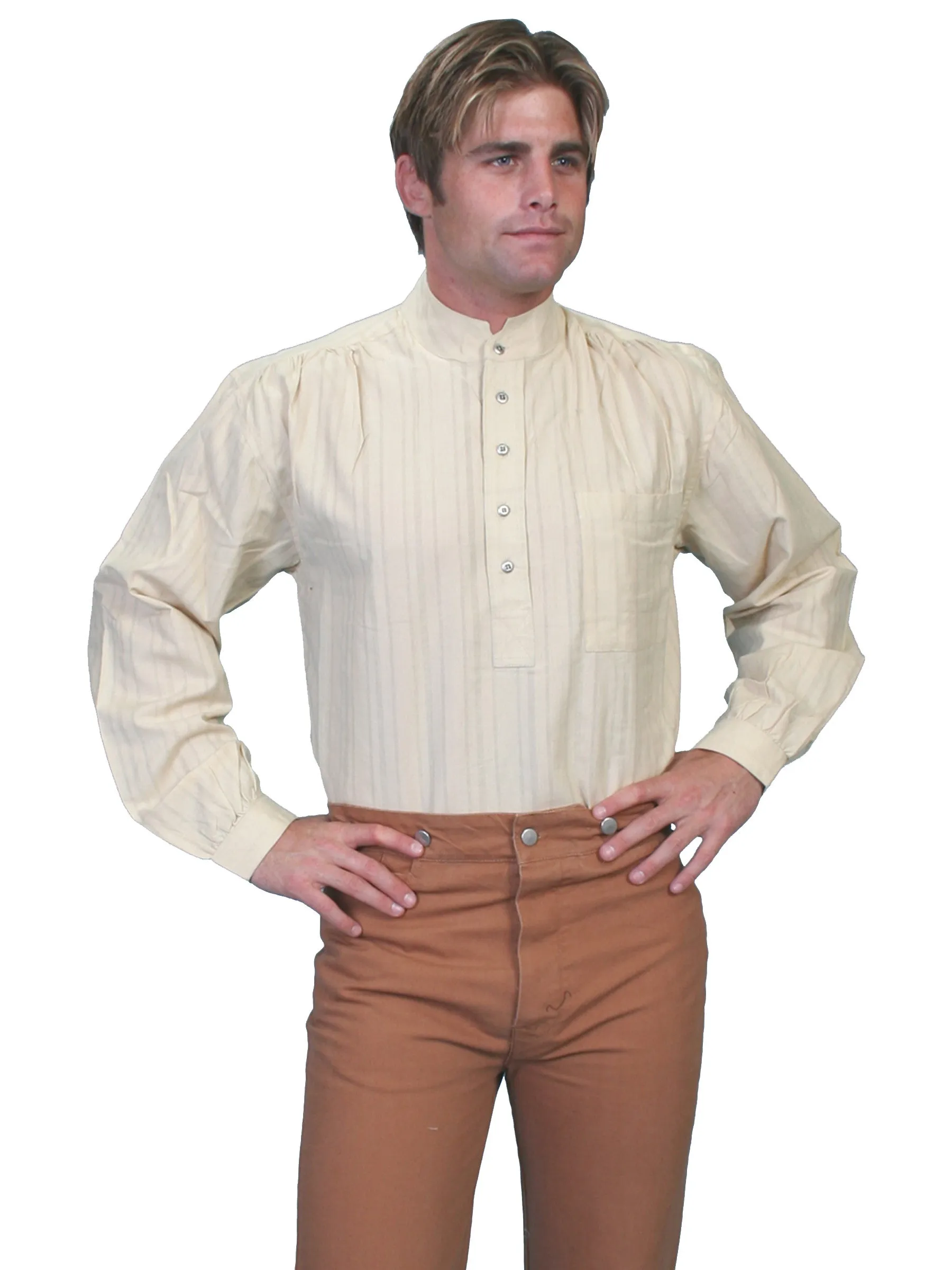 Men's Western Shirt Collection: Scully Rangewear Pullover Tombstone Collar