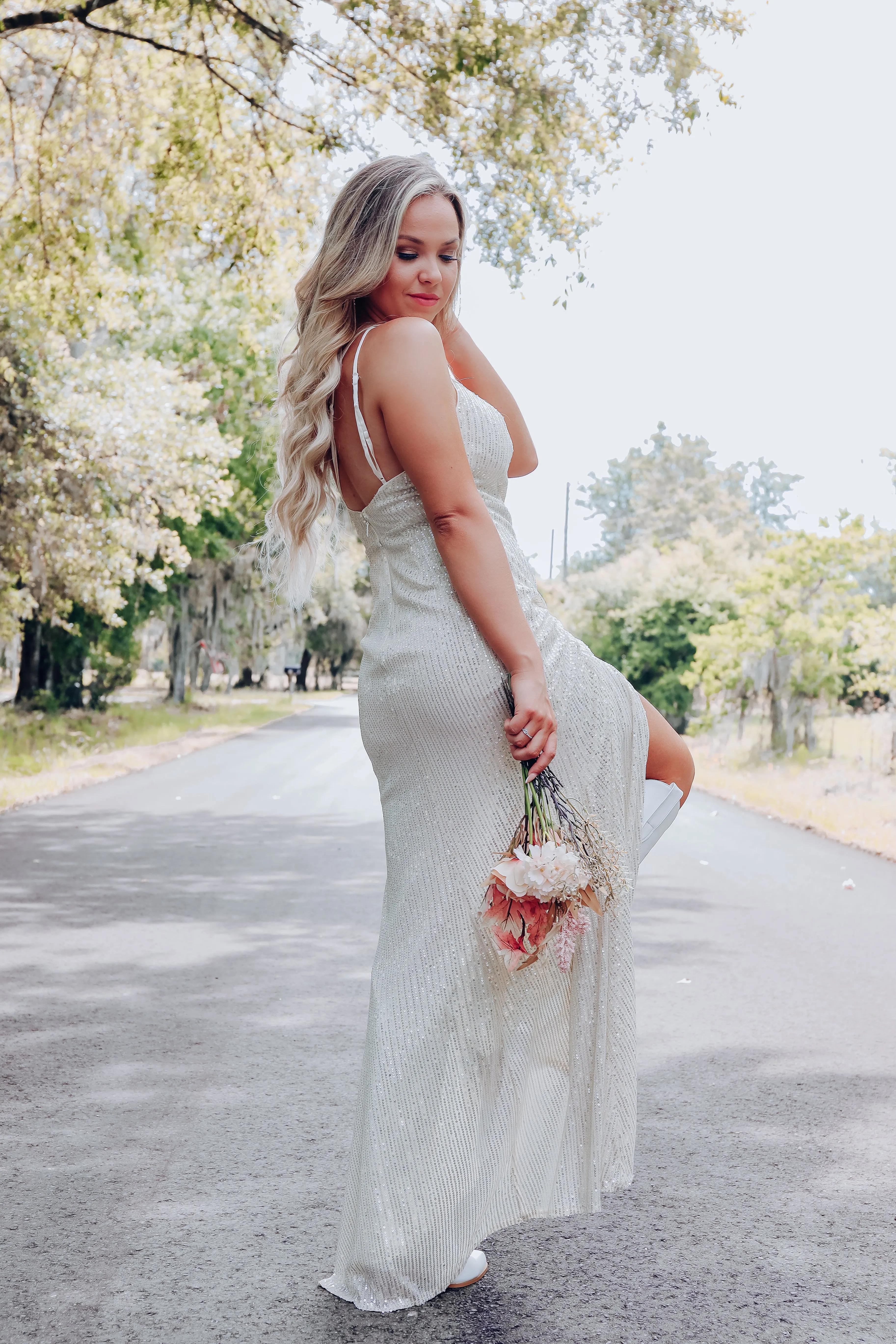 Mesmerizing Moments One-Shoulder Sequin Maxi Dress