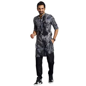 Midnight Ash Black Plain Kurta