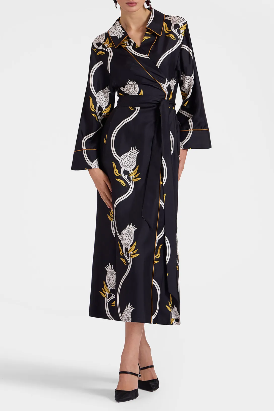 Midnight Dress | Melograno Black & White in Silk Twill
