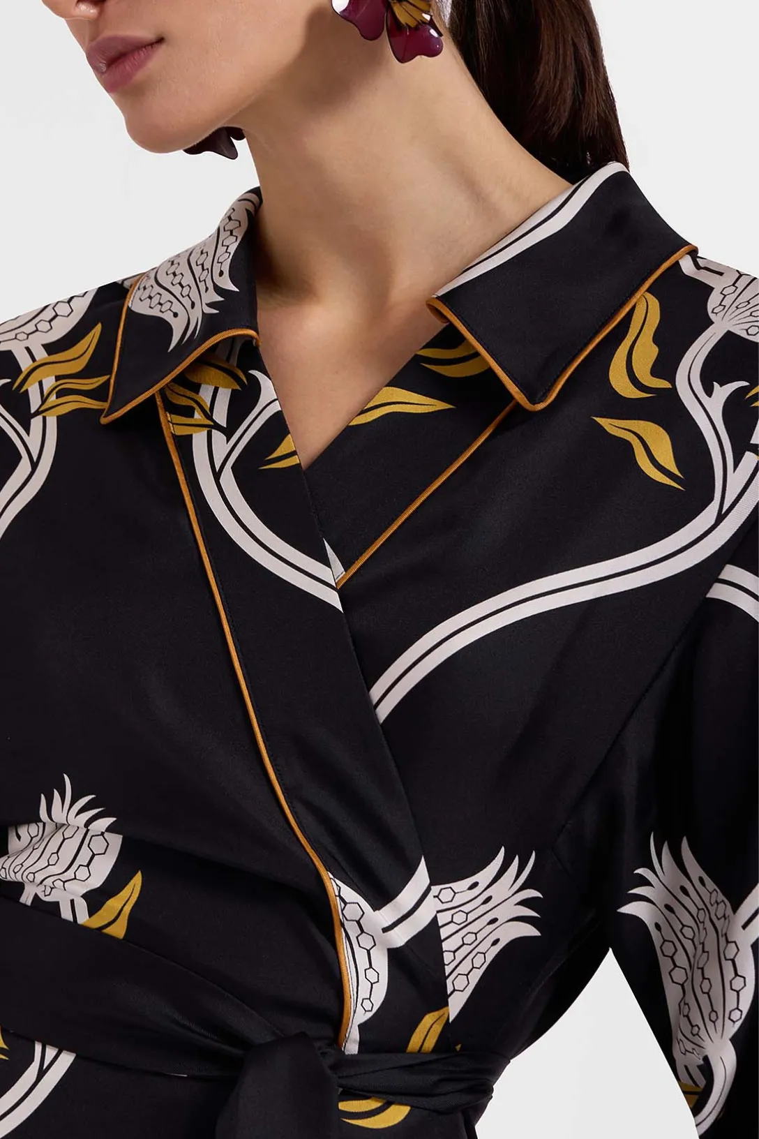 Midnight Dress | Melograno Black & White in Silk Twill