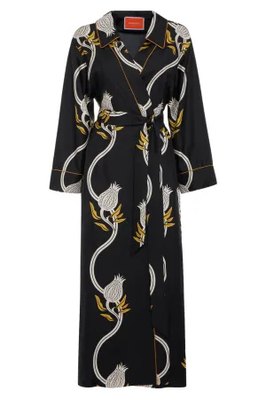 Midnight Dress | Melograno Black & White in Silk Twill