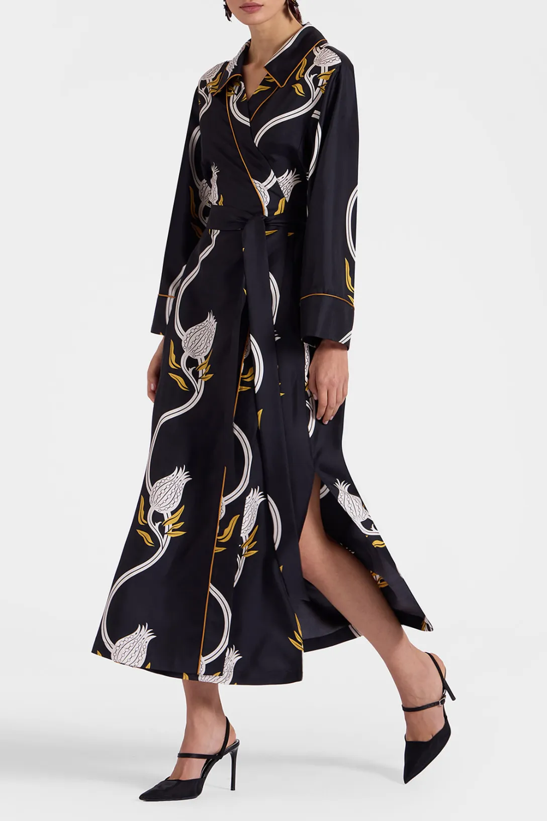 Midnight Dress | Melograno Black & White in Silk Twill