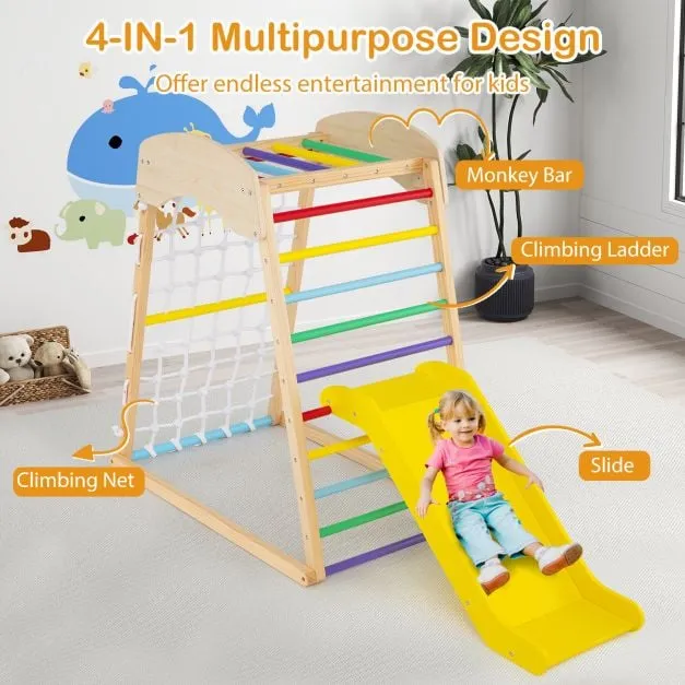 Montessori 5-in-1  Indoor Pikler Eco Wood Toddler Jungle Gym | Climbing Wall | Slide| 12m 