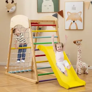 Montessori 5-in-1  Indoor Pikler Eco Wood Toddler Jungle Gym | Climbing Wall | Slide| 12m 