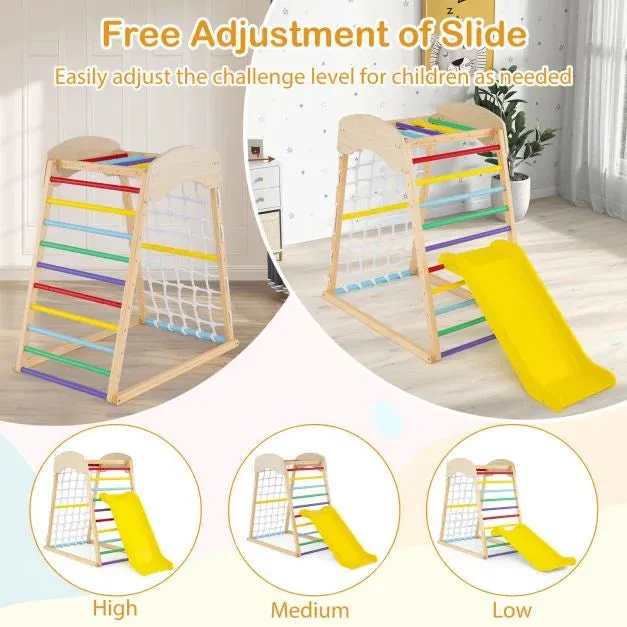Montessori 5-in-1  Indoor Pikler Eco Wood Toddler Jungle Gym | Climbing Wall | Slide| 12m 