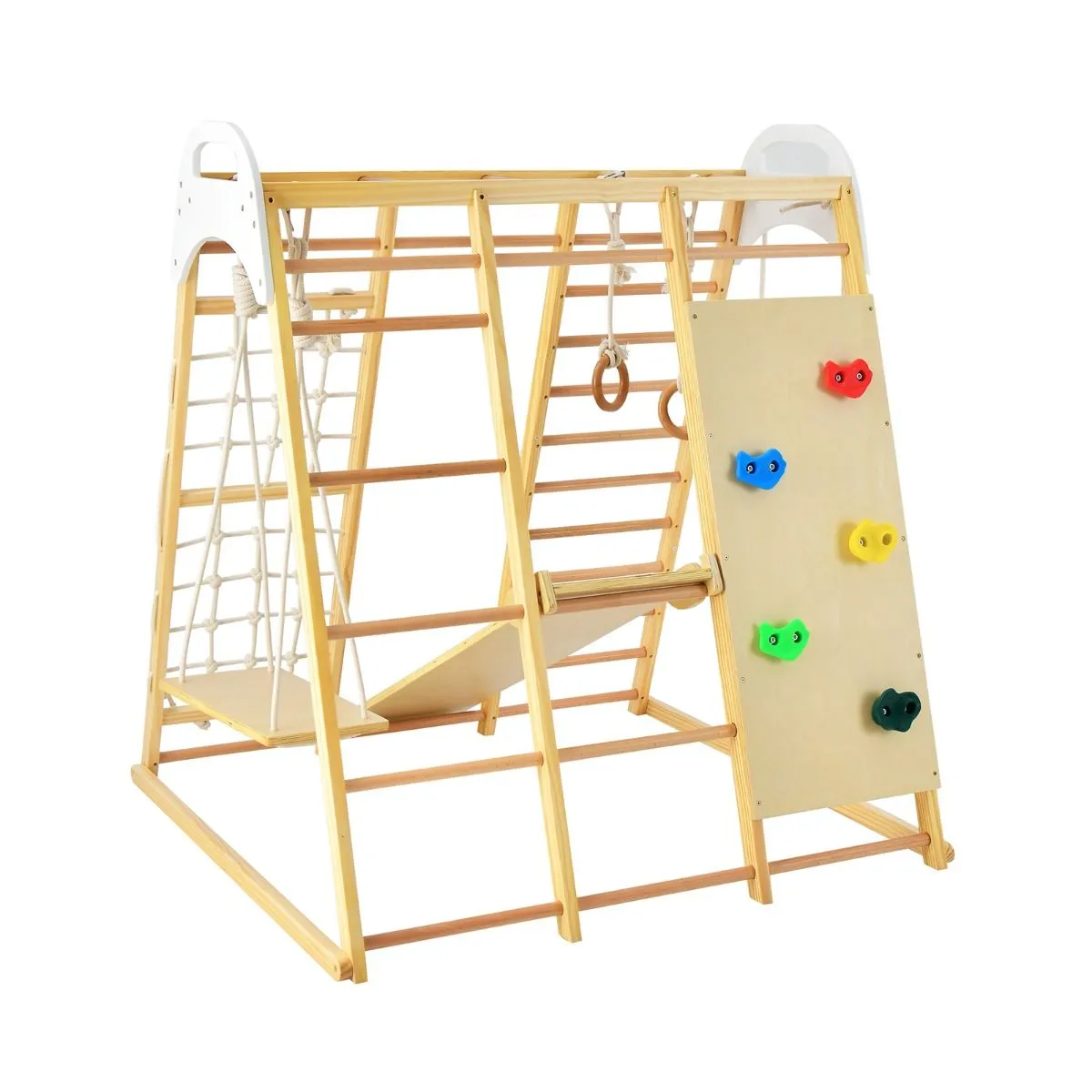 Montessori 8-in-1 Eco Wood Jungle Gym | Climber Play Set | Slide | Monkey Bars | 3 years 