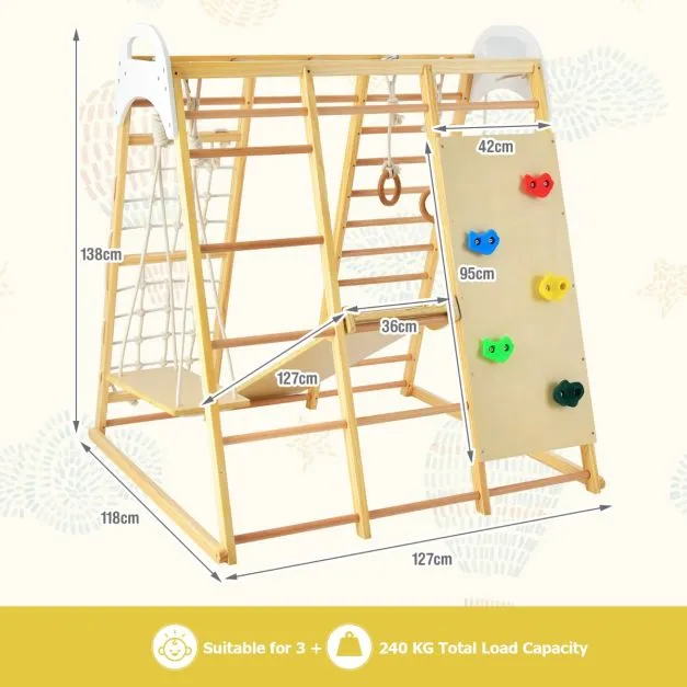 Montessori 8-in-1 Eco Wood Jungle Gym | Climber Play Set | Slide | Monkey Bars | 3 years 