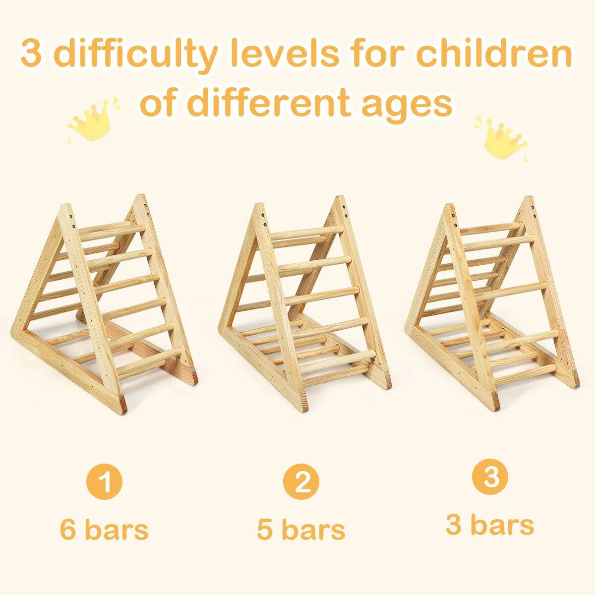 Montessori Natural Pikler Eco Pine Triangle | Wooden Toddler Climbing Frame | Indoor Climbing Frames