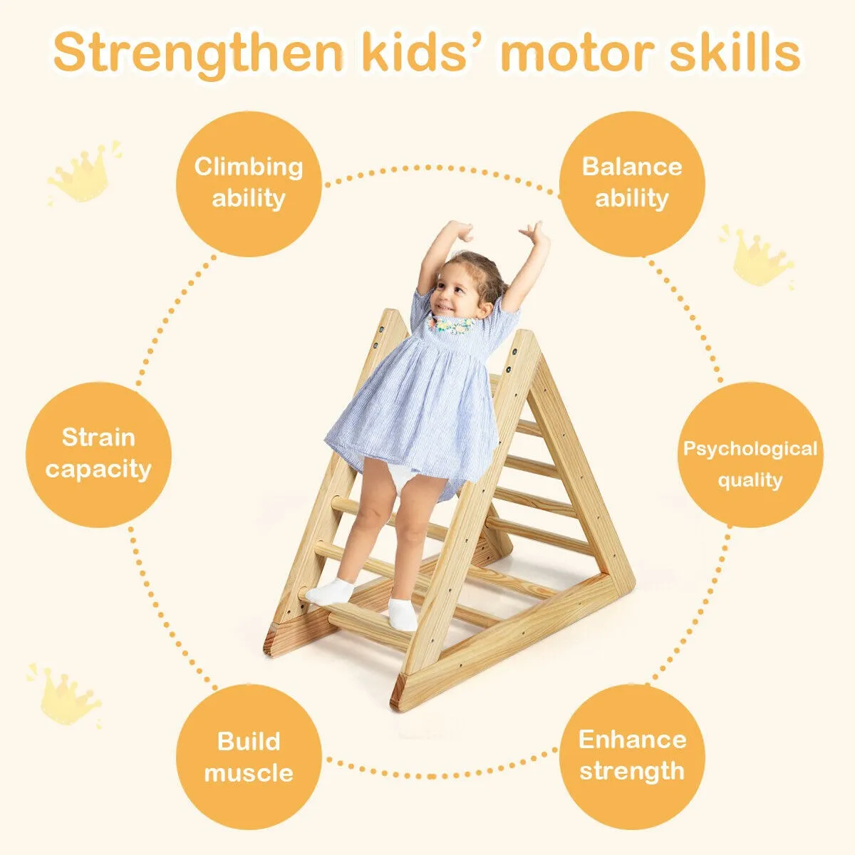 Montessori Natural Pikler Eco Pine Triangle | Wooden Toddler Climbing Frame | Indoor Climbing Frames