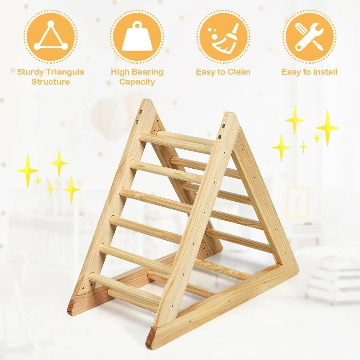 Montessori Natural Pikler Eco Pine Triangle | Wooden Toddler Climbing Frame | Indoor Climbing Frames