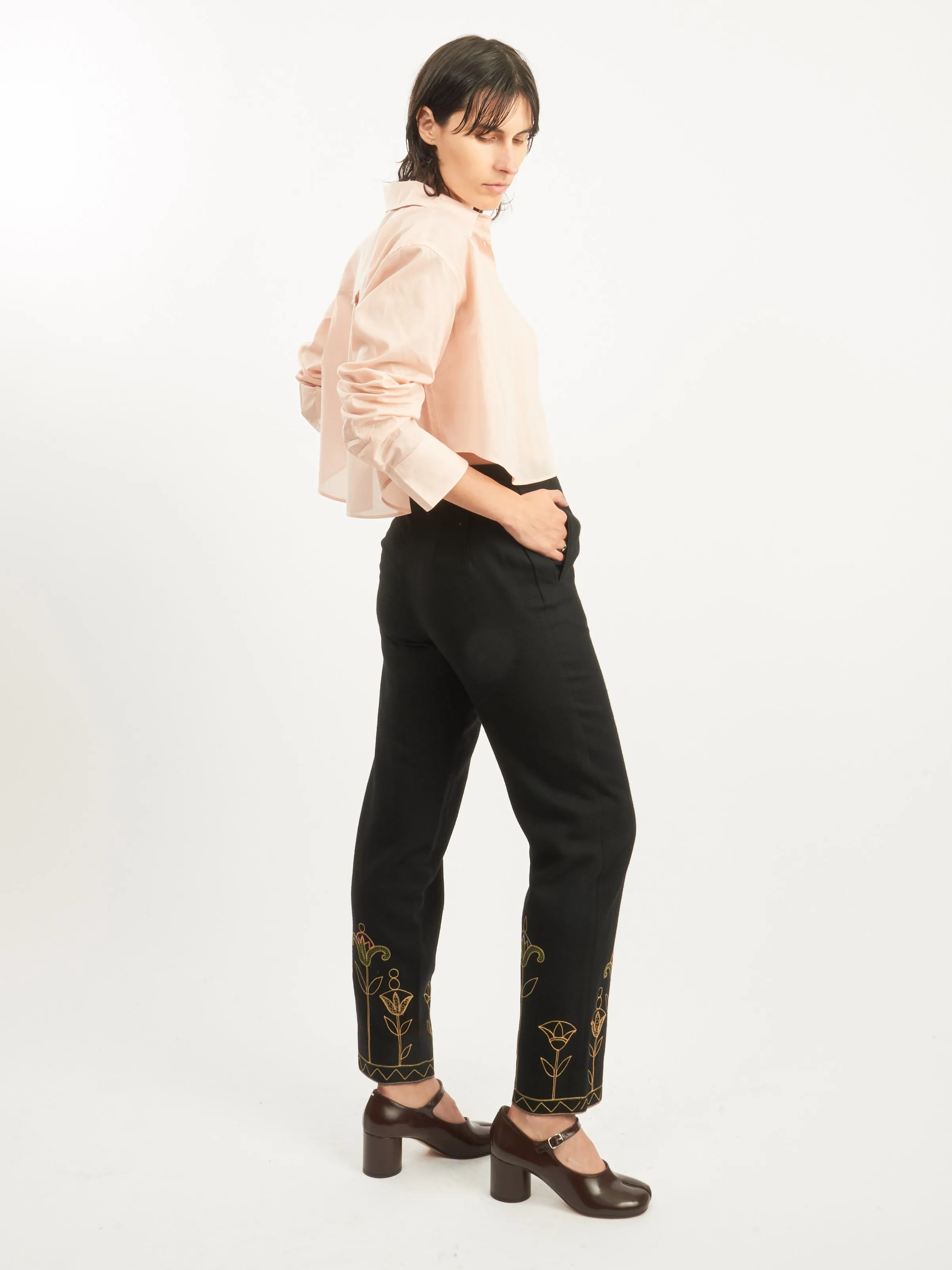 Navy Blooming Stem Trouser